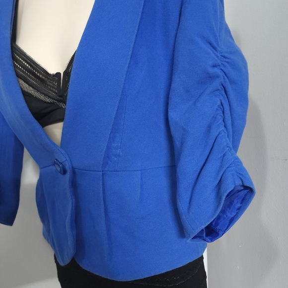 Aus S Zara Blue Cropped Blazer Peplum Jacket - Picture 12 of 16
